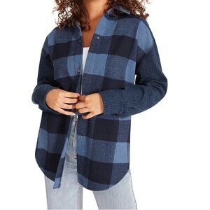 Steve Madden Sophia Shacket In Navy Size S